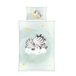 Herding babybest Parure de Lit Zebra, Taie d'Oreiller 40 x 60 cm avec motif réversible, Housse de Couette 100 x 135 cm, avec Fermeture éclair, 100% Coton/Renforcé