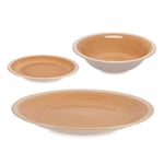 San Ignacio Set de 18 pièces de vaisselle en grès beige bord collection VESSIA