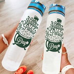 Fybirds 32oz Water Bottle Happy St Patrick's Day BPA-Free Eco-Friendly Tritan Co-Polyester Plastic Sports Water Bottle Flip Top Leak Proof Lid w/One Click Open to Ensure You Drink Enough white 1000ml