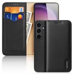 DUX DUCIS Real Leather Flip RFID Wallet Case for Samsung Galaxy S24 - Black