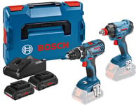 Pack de 2 outils 18V (GSR18V28/GDX180) + 2 batteries 4Ah + chargeur + coffret L-BOXX - BOSCH