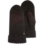 Gants Isotoner  Moufles Femme en cuir imitation fourrure Noir