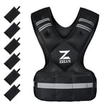 ZELUS Gilet Lesté 9 à 14,5 kg Réglable avec 6 Poids de Fer pour Cardio Musculation pour Homme et Femme