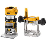 DEWALT - Affleureuse défonceuse brushless XR 18V - affleureuse sans fil avec 2 éclairages LED et coffret TSTAK - vitesse à vide 16000-25500tr/min - plongée 55mm - DCW604NT-XJ