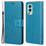 OnePlus Nord 2 5G Mobilfodral med fjärilar, Blå