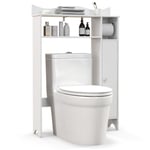 COSTWAY Meuble WC Au-dessus de Toilettes,2 Étagères Réglables, Anti-basculement, 75,5 x 20 x 110 cm, Blanc