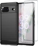 For Google Pixel 7 Case Carbon Fibre Cover & Glass Screen Protector