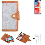 Felt Case + earphones for Motorola Moto G Play (2021) Cover light grey