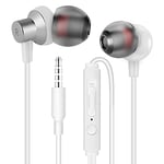 MAS CARNEY WI7 Wired Headphones - Comfortable In-ear Earphones Wired for Stereo Sound, Universal 3.5mm In Ear Earbuds with Mic - Compatible with Samsung