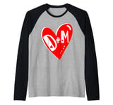 Valentines Day 2022 Couples Matching Red Heart D+M Lovers Raglan Baseball Tee