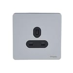 Schneider Electric Ultimate Plaque plate sans vis – Prise de courant unique non commutée, 13 A, GU3450BPC, chrome poli avec insert noir