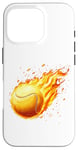 Coque pour iPhone 16 Pro brûlant balle de tennis feu joueur de tennis