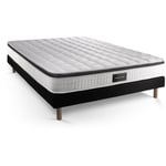 Prestige Literie - Ensemble matelas sommier Supérieur 160 x 200 cm - Couleur : Noir