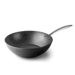 LACOR - 27148 - Wok Easy, aluminium forgé, avec antiadhésif tricouche, manche ergonomique, écologique, sans PFOA, convient pour toute cuisine, compatible avec induction, passe au four, 28x21x7 cm