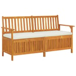 Banc De Jardin Meuble De Patio D'extérieur Terrasse De Rangement Avec Coussin 148 Cm Bois D'acacia Solide Helloshop26 02_0011798