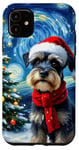 Coque pour iPhone 11 Miniature Schnauzer Starry Night Christmas Van Gogh Dog