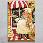 Bread Chef Ceramic Tile Picture Novelty Plaque Sign Wall Art By K Grant 30x20cm