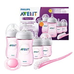 Philips Avent Kit de démarrage naturel pour nouveau-né - Biberons Polypropylène/Tétine Silicone sans BPA, rose (Modèle SCD301/03)