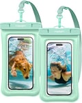 Spigen Aqua Shield Lot de 2 Coques de Protection étanches flottantes pour iPhone Samsung Galaxy Huawei Xiaomi Google et jusqu'à 8,2" - Minthe