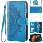 Asuwish Phone Case for Samsung Galaxy Z Fold 2 5G 2020 Wallet Flip Cover and Mandala Flower Leather Credit Card Holder Stand Cell Accessories Protective ZFold2 Z2 Fold2 ZFold25G Women Girls Blue