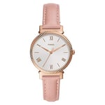 Fossil Montre pour femmes Daisy 3 Hand, mouvement à quartz, boîtier en acier inoxydable or rose de 34 mm avec bracelet en cuir, ES4794