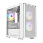 CiT Level 4 Micro-ATX Gaming Chassis, White, 3 x 120mm RGB Fans, mITX/mATX