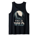 Call of the Wild Howling Wolf Under Full Moon Tank Top