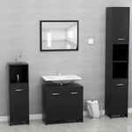 Ensemble Meuble salle de bain - Armoires de toilette placard - Noir Bois d'ingénierie Chic-549069
