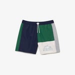 Lacoste Mens Multi Panel Swim Shorts in colour - Multicolour material_polyester - Size Small