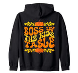 Boss of the Kids Table Funny Dad Thanksgiving Family Apparel Zip Hoodie