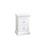 White 2 Drawer Bedside Table - Slimline Haxey White Range