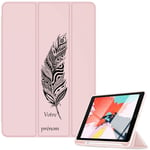 Housse Ipad Mini 6 Rose Avec Motif Plume Personnalisee