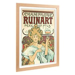 Big Box Art Framed Print of Alphonse Mucha Champagne Ruinart Design | Wall Art Picture | Home Decor for Kitchen, Living Room, Bedroom, Hallway, Oak, A2 / 24.5x18 Inch / 62x45cm