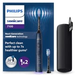 Philips Sonicare 7100 Electric Toothbrush, Sonic Toothbrush with App, 4 Brushing Modes and 3 Intensity Levels, Pressure Alert, EasyStart, SmarTimer and BrushPacer, Navy Blue, Model HX7423/01