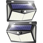 Projecteur LED Solaire Extérieur avec Détecteur de Mouvement, IP65, 208 LED - Jardin, Piscine, Applique Murale (2 Pack)