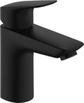 hansgrohe Logis - Mitigeur de lavabo sans tirette ni vidage, Robinet de salle de bain avec hauteur sous bec 100 mm, économie d'eau (EcoSmart), Noir mat, 71101670