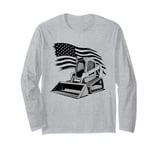 Never Underestimate An Old Man With A Skid Steer US Flag Long Sleeve T-Shirt