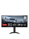 Lenovo G34W-30 34 Inch Curved Gaming Monitor, Ultrawide Qhd, 165Hz, 0.5Ms, Amd Freesync Premium