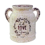 Fovasen Vase de Ferme en céramique de Style Shabby Chic, Vase à Fleurs français avec poignée de Campagne en céramique, pichet en Porcelaine, pichet primitif, Vintage, Rustique, récipient pour fêtes,