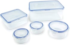 LocknLock Plastic Food Containers with Lids Kitchen Storage Boxes Set of 5