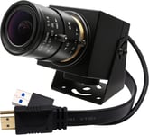 Caméra HDMI USB Zoom 4K 60fps USB3.0 Mise au point manuelle Webcam avec objectif zoom optique de 2,8-12mm, caméra industrielle HD 8MP H.264 60fps pour ordinateur, moniteur, télévision,