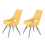 Meubletmoi - Lot de 2 chaises tissu jaune - anaïs