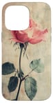 Coque pour iPhone 14 Pro Max Rose grunge douce subtile florale vintage