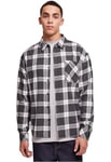 Urban Classics Men's Boxy Dark Checked Shirt, Grey/White, XL