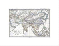 Wee Blue Coo 1855 Perthes Map Asia At End The 17th Century Wall Art Print