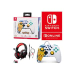Manette SWITCH Filaire Nintendo Pikachu High Voltage Officielle + Casque Gamer PRO H3 Rouge SPIRIT OF GAMER SWITCH