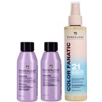 Pureology Color Fanatic Spray 200ml, Hydrate Shampoo Travel Size 50ml and Conditioner Travel Size 50ml For Dry Hair Bundle