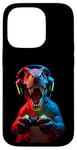 Coque pour iPhone 14 Pro Gaming Dinosaurs- Le T-rex joue aux jeux vidéo