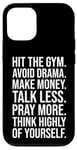 Coque pour iPhone 12/12 Pro Gym, argent, prière - Hustle, Success, Grind, Motivation