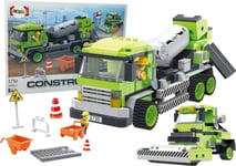 Leantoys Import Big Block Set Concrete Mixer Roller 369 Pieces Construction